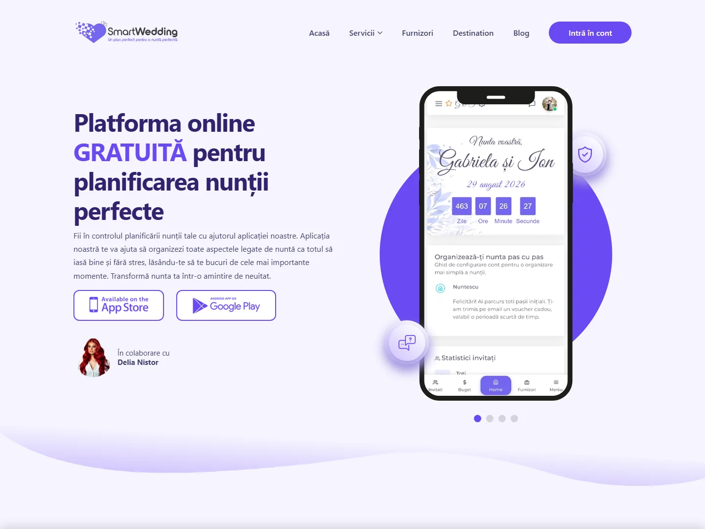 Captură ecran SmartWedding.ro — platformă de organizare a nunților